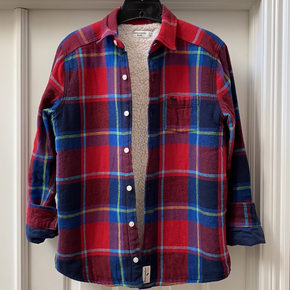 Abercrombie kids Plaid Flannel Sherpa Fleece Lined Jacket/Button Up Shirt